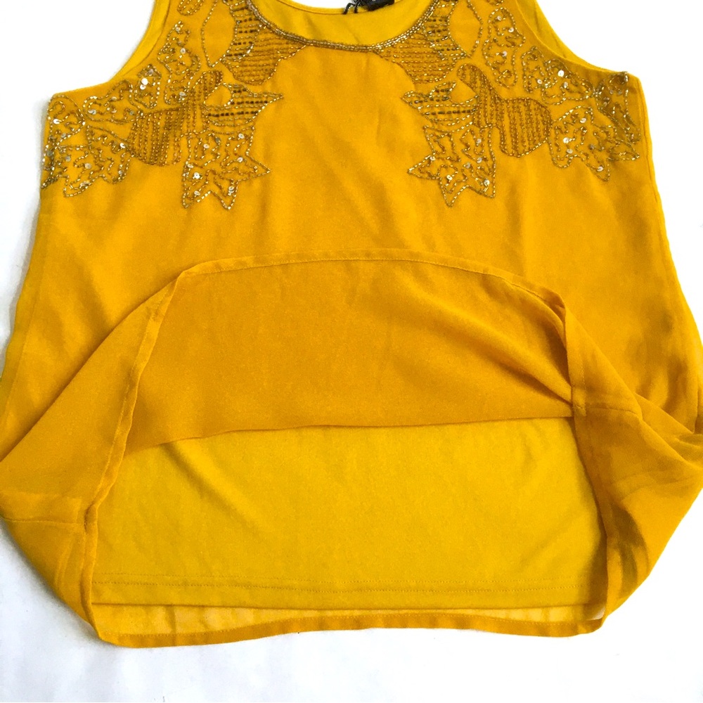 BKE Embellished Sleeveless Tank Top Yellow Gold Size Large - Picture 10 of 16